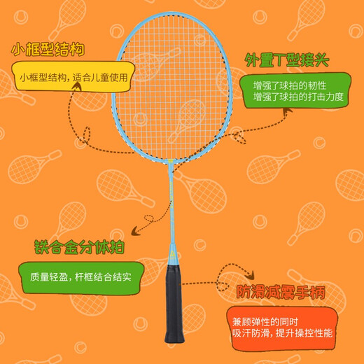 得力(deli) 儿童羽毛球拍耐磨高弹初学亲子送2羽球 娱乐玩具羽拍