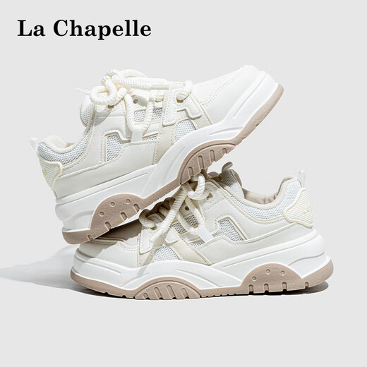 Женская обувь La Chapelle, Panda Impression Casual Women's Women's, разноцветная обувь, толстая подошва, повышенная женская обувь, маленькие белые туфли, повседневная обувь, не совсем белая женская LA-B683 35