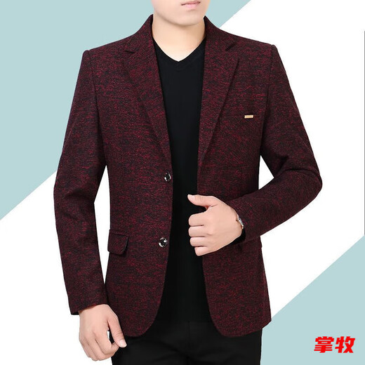 Xianhuai small suit men's top suit spring and autumn new middle-aged men's jacket casual daddy suit red stripes 3XL 190 (165-180Jin [Jin equals 0.5 kg])
