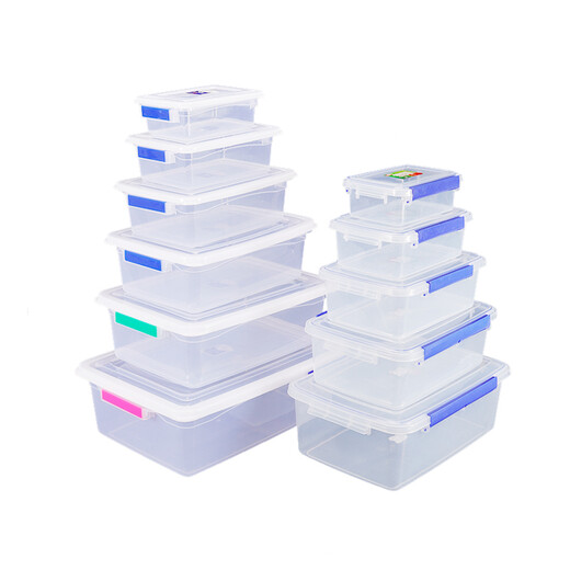 Boîte en plastique Freshkeing Boîte à scellée transparente rectangulaire avec couvercle Grande boîte de rangement commercial Stockage de cuisine [9904] Joint élevé épaissi 5 litres 33,5 * 23 * 10