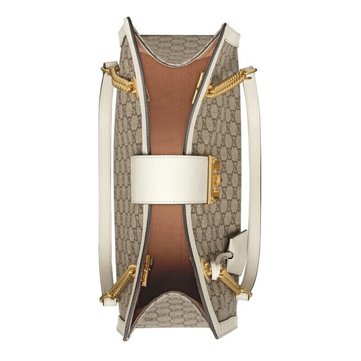 Gucci (Gucci) Frauenbeutel Vorhängeschlosserie GG Umhängetasche Tasche für Freundin Geschenk Beige/Ebony White Edge 479197KHNKG9761