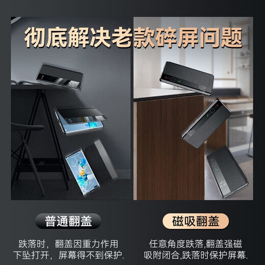 viks【磁吸升级款】适用于华为mate40pro手机壳真皮翻盖保护套mate40e商务男皮套全包防摔女 【带磁吸-镜头全包】Mate40 Pro-优雅黑