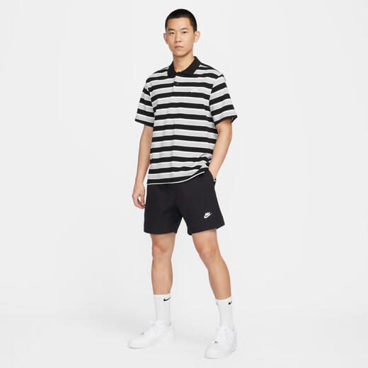 Nike (NIKE)CLUB Men's Striped Lapel T-shirt FN3897-010 XXL