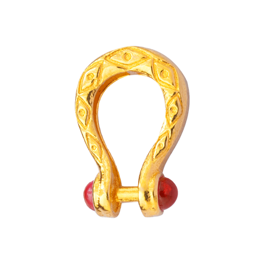 Fat Donglai's same K gold buckle head 18K gold accessories diy ancient gold inlaid gem buckle handmade bracelet bracelet No. 2 18K gold inlaid emerald pattern horseshoe buckle