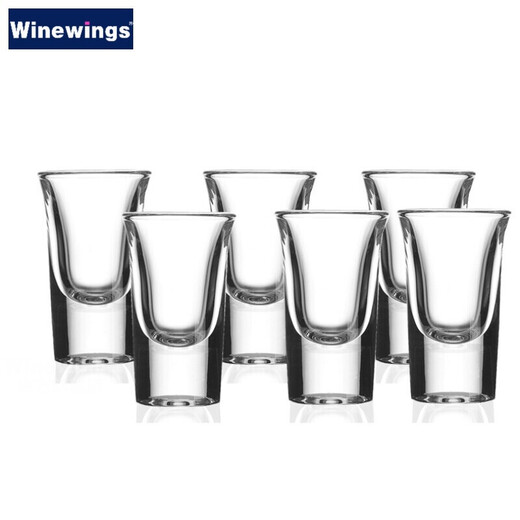 WINEWINGS home white wine glass dispenser set crystal glass spirit cup Chinese style small wine glass bullet cup sip cup small swallow cup 6 thick-bottomed white wine glasses 30ml
