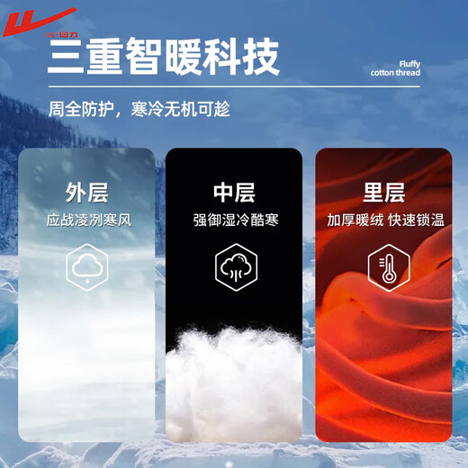 回力男女同款保暖面包服秋冬纯色防风防寒棉袄时尚百搭厚款棉衣 LM-826-黑色 M 建议90-120斤