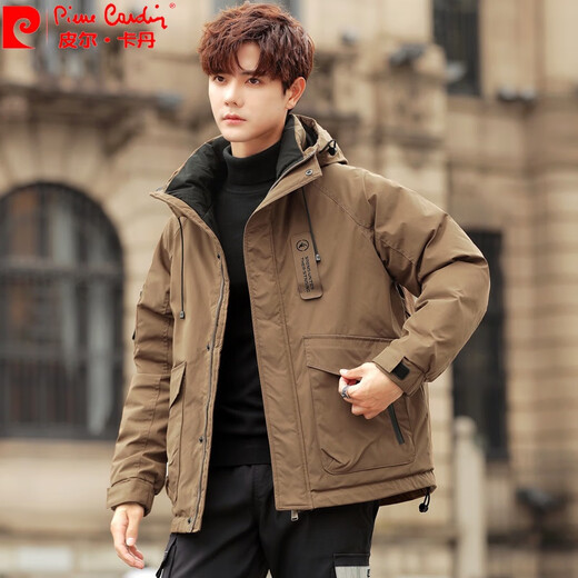 
Pierre cardin hooded men's down jacket winter charge 2025 new trendy workwear simple and versatile white duck down jacket men YR9871 brown L suitable for 100-120 Jin [Jin equals 0.5 kg]