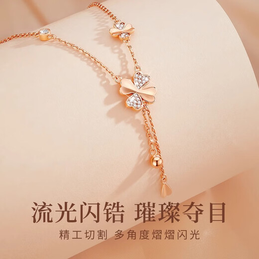 Djin999 pure silver four-leaf clover necklace for women light luxury tassel pendant clavicle chain female birthday gift for girlfriend and wife D243 silver white sparkling four-leaf clover necklace