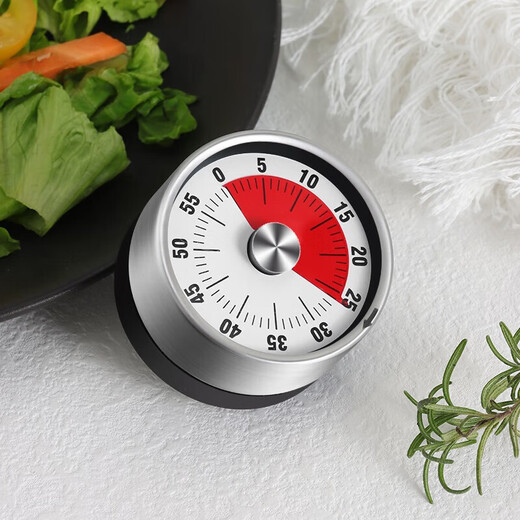 拜杰厨房计时器机械提醒学生学习定时旋转闹钟秒表磁铁磁吸式 白色表盘【经典款】磁吸设计