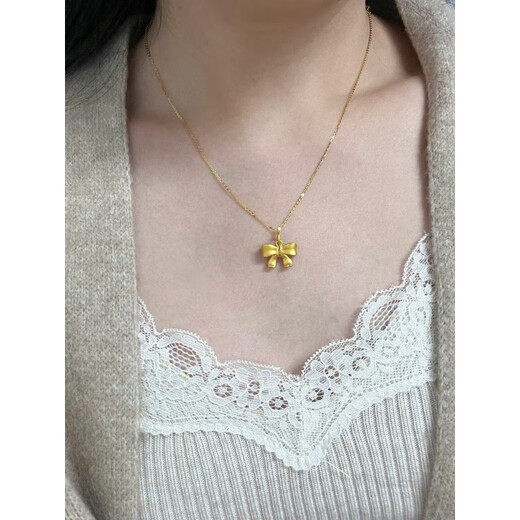 Putino's new product 18.k. gold. Fugitive Princess Bow Necklace Women's Fashion Temperament 2024 New Gold Clavicle Chain Fugitive Bow Necklace + O Chain