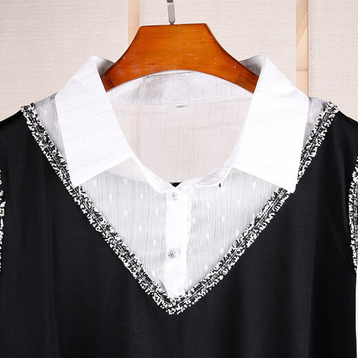 Shanidoluo large size women's dress spring new style fat mm temperament plus obese people look slimming style waist-covering skirt 16759 16753-Black 2XL Recommended 130-150Jin [Jin equals 0.5 kg] to wear