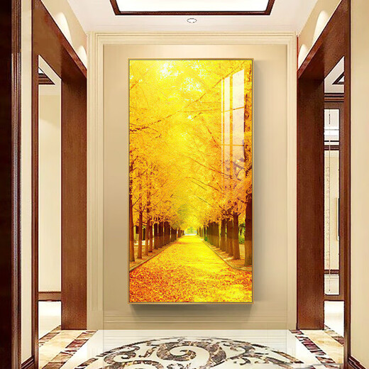 Mudianxing light luxury modern entrance entrance entrance entrance decoration painting at the end of the corridor, Golden Avenue hanging paintings, high-end sense of entrance entrance entrance entrance corridor mural 15686-2 90*180cm pearl black frame crystal porcelain inlaid diamonds