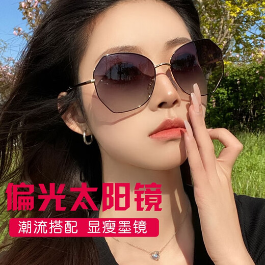 奥飘太阳镜女士时尚韩版学生脸墨镜潮明星网红款眼镜 红框黑灰片