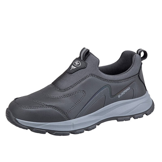 Old men's shoes for men's one foot pedals with anti-slip soft sole dad's shoes waterproof leather pedals and steadily shoes for middle-aged and elderly sports and casual shoes for men/women's style 9207 black comfortable one foot pedals 40