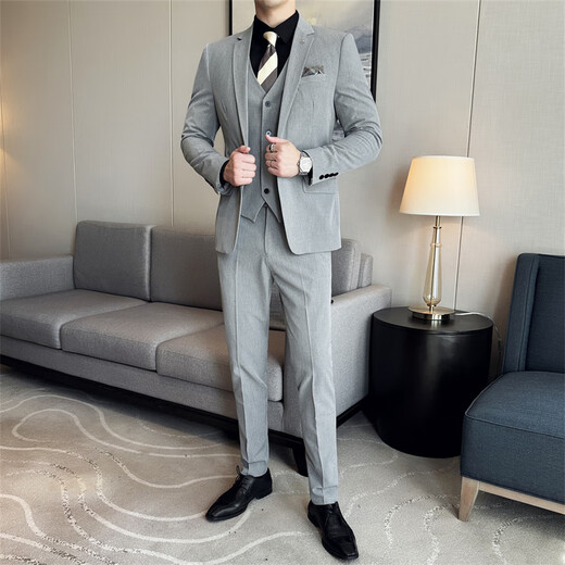 ROMON Custom Suit Men's Business Formal Wedding Dress Casual Slim 2024 Autumn New Suit Jacket Dark Gray Single Suit XL (Suitable for 125-140 Jin Jin equals 0.5 kg)
