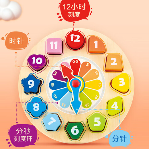 Hape (Germany) children's toys puzzle teaching aids digital color building blocks clock boys and girls New Year's Day gift E8043