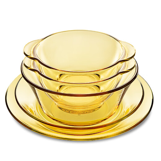 Corning Tableware Set Household Heat-Resistant Glass Dish Plate Salad Bowl 5-piece Set 5-OV-A/BF