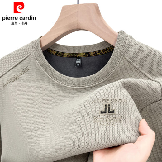Camiseta de manga larga de cuello redondo de marca Pierre Cardin para hombres Winter Plus Waffle en el terciopelo Swafle Swafle Camisa de base tibia casual con piel tibia T 6627M Camel más Velvet 175/XL135-150Jin [Jin equivale a 0.5 kg]