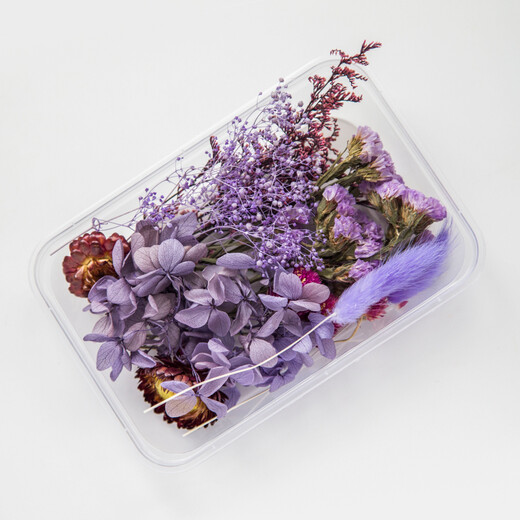 DIY mixed flower box mixed dried flower material package handmade material package home decoration real flowers air-dried natural purple wind flower material dried flower package