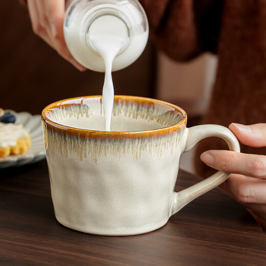 Youcci Yunsu Beautiful Cup Water Pattern Mug Featured Ceramic Milk Cup Personalized Coffee Cup Valentine's Day Gift for Women Yunsu Brown-Water Wave V-shaped Cup