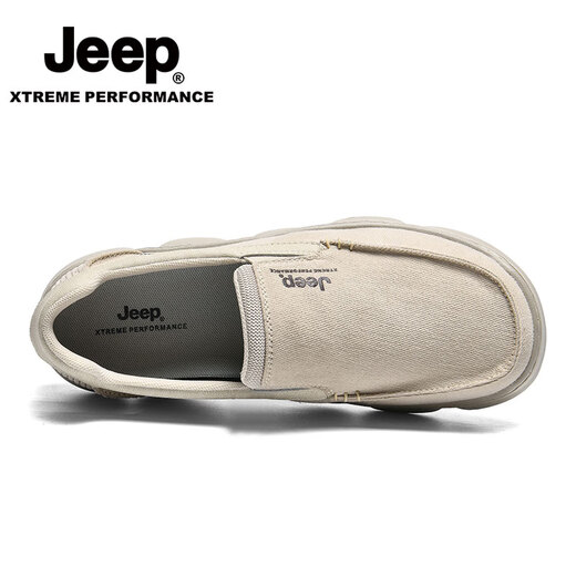 Jeep Casual Schuhe für Männer im Sommer Neuem Stil Atmungsaktives weicher Sohle leichtgewichtiger Leinwandschuhe mit einem Fuß Pedal Nicht-Rutsch-Dad-Sneakers Männer Sandfarbe [Standard Lederschuhgröße] 41