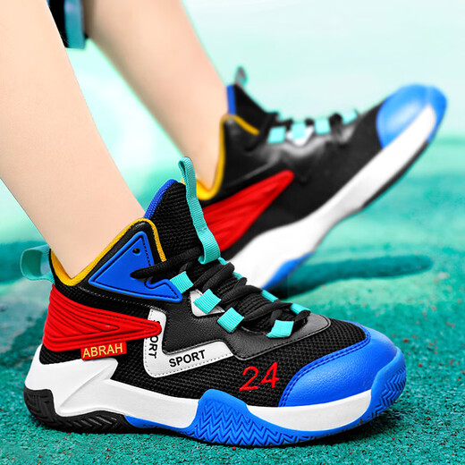 Li-Ning Hot Children's Sports Shoes Boys' Shoes Summer 2026 New Medium and Large Children's Mesh Running Shoes Breathable Boys Basketball Shoes Yue Zi 34