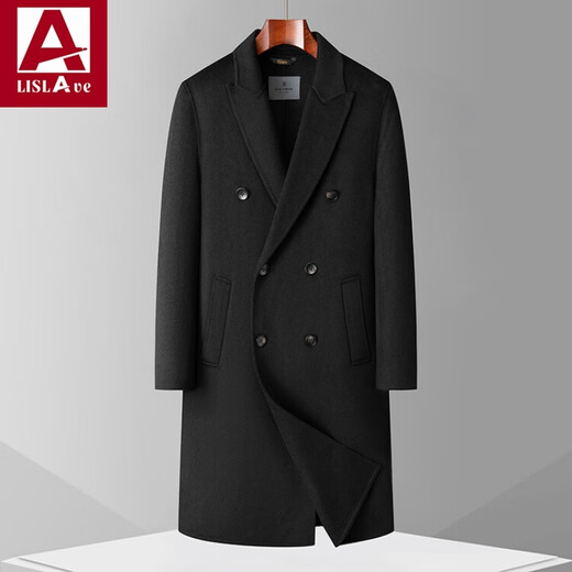 Lislave Wollmantel Herrener langer Stil über Knie großer Größe doppelseitiger Trenchcoat Herren 100% Woll-Doppelreihe Jacke Aprikose M.