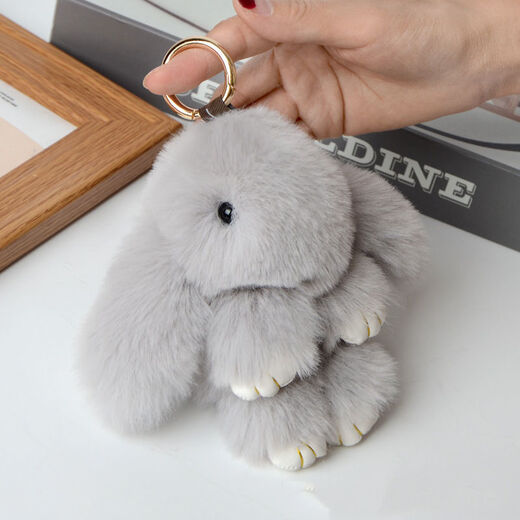 Schoolbag hanging chain women's clothing dead rabbit key chain female cute internet celebrity Korean version student schoolbag hanging bag hanging decoration couple small gift medium gray [pretending to be dead rabbit]