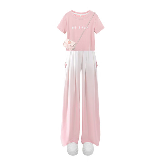 Yoyo One Girls Angestaltet Summer New Style Children's New Chinese Style Kurzärmelige Mädchen Dopamine Sommer zweiteiler Set 15117 Gradient Purple + 9922 White 160
