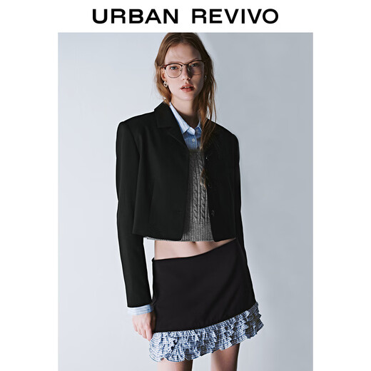 UR new autumn and winter women's commuter style workplace flat lapel short blazer UYU140041 black XS