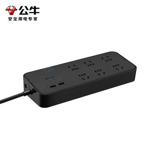 Bull (BULL) lightning protection, surge resistance, surge resistance, high-end household appliances/surge protection sockets/plugs/connectors/connectors [Dual USB+six plug-in position + total control] 1.8m lightning protection, surge resistance