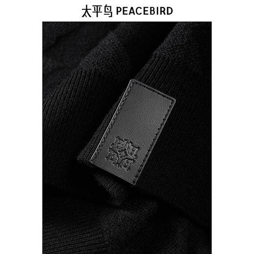 太平鸟男装 黑色针织衫潮流休闲圆领毛衣B1EBE4452 黑色1 L