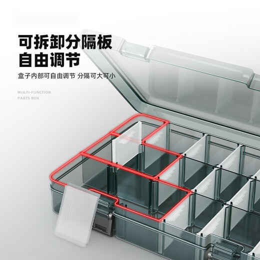 XMSJ parts box plastic multi-compartment storage screw box tool classification electronic parts drill accessories thickened lattice box-upgraded reinforced ribs thickening without division-grid small size