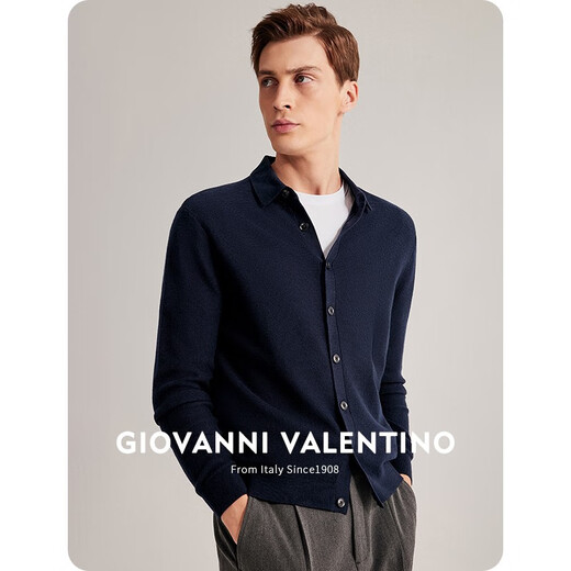Giovanni Valentino [con cachemira] Cardigan de suéter de punto de omisión de alta gama Camisa base de la piel con suéter de invierno.
