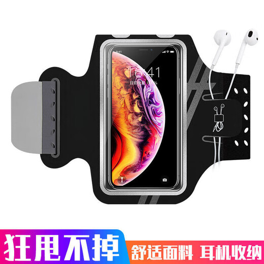 Miyi running mobile phone arm bag outdoor arm bag men and women universal arm strap sports arm cover waterproof touch screen wrist bag (standard style) obsidian black large size