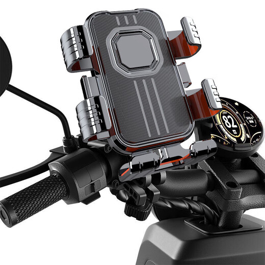 Cycling mobile phone holder, electric vehicle navigation holder, bicycle holder, one-hand access with umbrella, six-claw cycling holder, black handlebar style