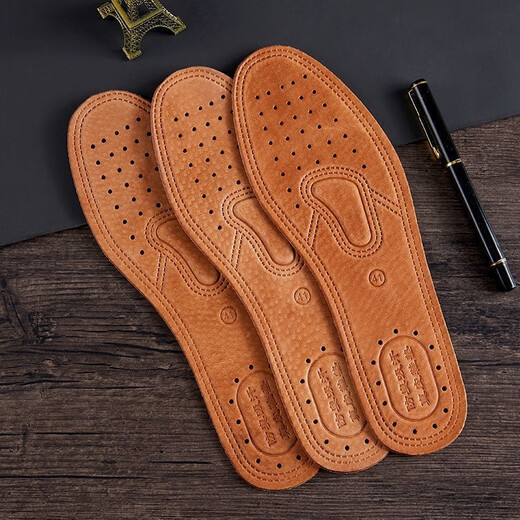 HKNNS Cow-Absorbing, Anti-Odor, Absorbing and Breathable INSERSE SPORT Cuir INSTERSE HOMMES and Women Spring dur, été et automne de grande taille de semelles authentiques trous en cuir [trois paires] 42