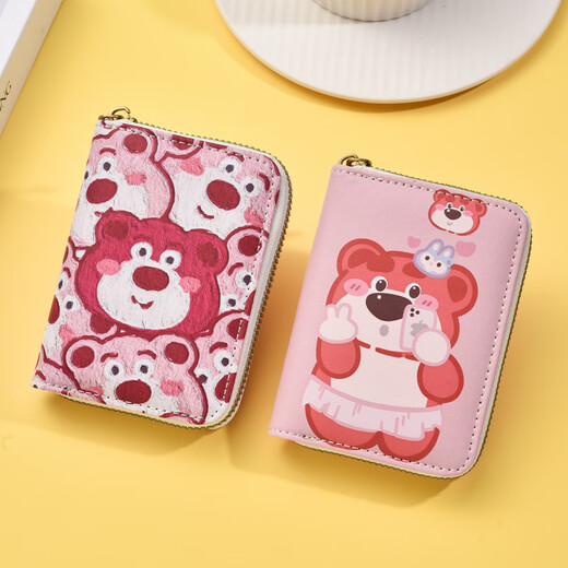 可爱草莓熊卡通卡包女个性小众大容量便捷超薄小巧驾驶证件零钱包 油画满屏熊-普通版 18个 卡位+侧位