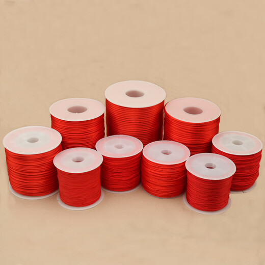 Jade fiber red rope bracelet braided hand rope red thread red thin jade thread braided rope handmade diy red rope Chinese knot lanyard No. 7 50 meters - red diameter about 1.5 mm without any gifts