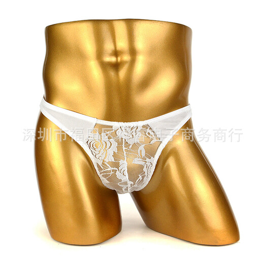 The Long Night Men's Sexy Underwear Abnormal Lace T-string Men's Sexy See-through Men's T-string Pants White One Size