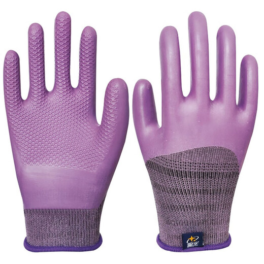 Xingyu glue-soaked semi-hanging gloves latex embossed labor protection gloves wear-resistant non-slip waterproof work rubber gloves women's small A689 12 pairs