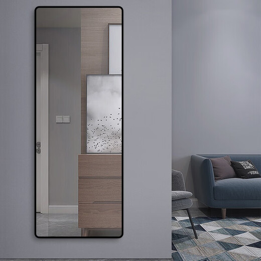 Quanpinwu dressing mirror full-body mirror floor-standing wall-mounted bedroom entrance fitting mirror aluminum alloy rounded corner internet celebrity large mirror 150