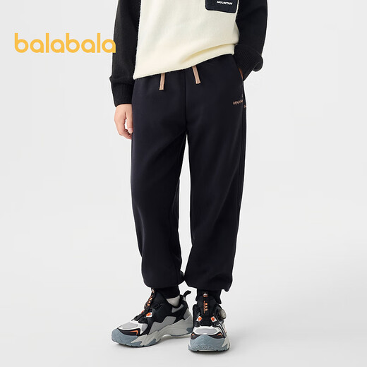巴拉巴拉童装男童裤子秋冬款束脚裤儿童长裤时尚休闲运动卫裤百搭 黑色90001 130
