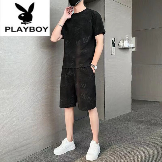 Playboy (Playboy) Pure Cotton 2023 Camiseta de manga corta de seda de seda nueva Conjunto de camisetas de dos piezas para hombres Tendencia de verano suelta de verano 671 set de gris claro l 110jin [Jin equivale a 0.5 kg] -130Jin [Jin equivale a 0.5 kg]