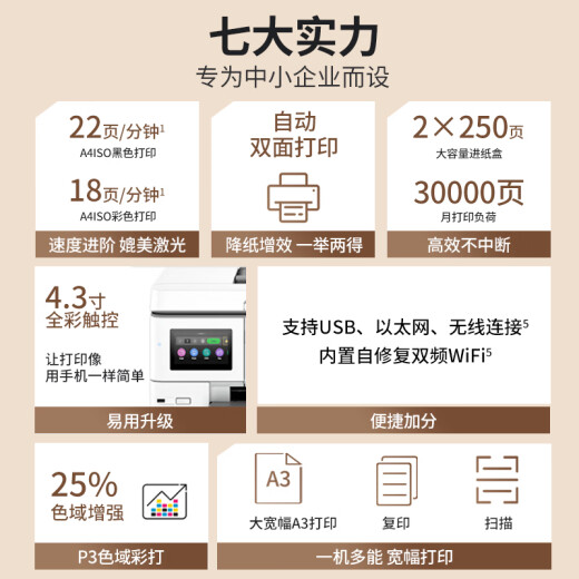 惠普（HP）A3/A4打印机9730/9720彩色喷墨打印复印扫描一体机 自动双面办公商用 无线三合一照片试卷打印 惠普9730【A3/A4打印复印扫描】双纸盒 套餐二：标配+大容量墨盒1套+墨水8瓶