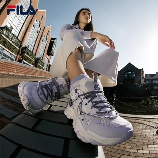 FILA official women's shoes dad shoes sneakers new cat claw shoes 5th generation retro casual shoes milk white/romantic purple-GO 37.5