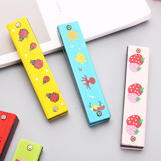 16-Loch-Kinderhölzern Mundonica Kindergarten Grundschüler Anfänger Spielen Musikinstrument kreatives Geschenk Oral Organ Spielzeug Holz Harmonica Farbe zufällig