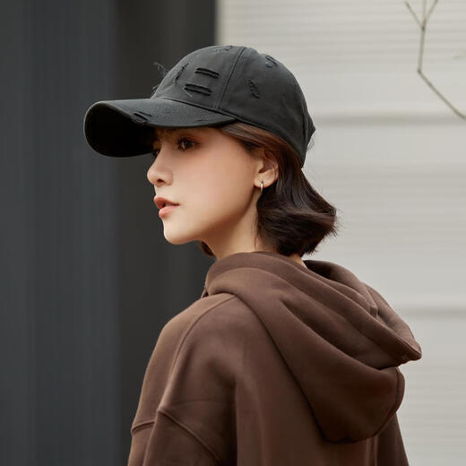 Wine style senior fashion brand ripped solid color baseball cap for girls fashion street style soft top hat gray wide brim peaked cap for men gray one size fits all 55-61cm adjustable