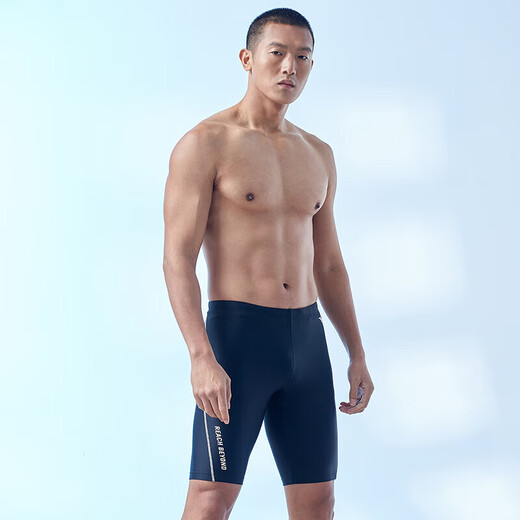 Mizuno (MIZUNO) swimsuit men's swimming trunks quick-drying anti-chlorine and anti-embarrassing large size five-point long-sleeved sports swimming equipment A1105 black 2XL