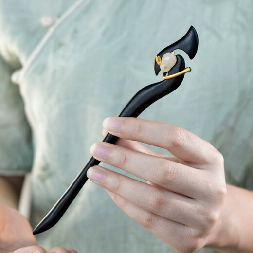 Kamalun (KAMALUN) Jade Rabbit Hairpin Ancient Style Hotan Jade Hairpin New Chinese Style Hairpin Classic Hanfu Headwear as a Birthday Gift for Your Girlfriend Jade Rabbit Hairpin + Brand Gift Box Engraving/Greeting Card